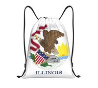abcklkd Illinois State Flag Print Portable Waterproof Gym Sack Foldable Drawstring Backpack Sports Travel for Men Women