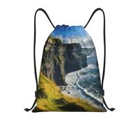 abcklkd Ireland Outdoors County Clare The Cliffs Print Portable Waterproof Gym Sack Foldable Drawstring Backpack Sports Travel for Men Women