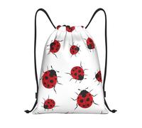 abcklkd ladybug Print Portable Waterproof Gym Sack Foldable Drawstring Backpack Sports Travel for Men Women