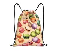 abcklkd Macaron Biscuit Flavored Print Portable Waterproof Gym Sack Foldable Drawstring Backpack Sports Travel for Men Women