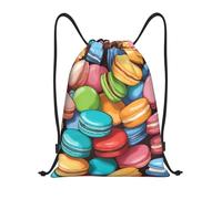 abcklkd Macaron Biscuit Flavored Print Portable Waterproof Gym Sack Foldable Drawstring Backpack Sports Travel for Men Women