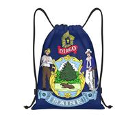 abcklkd Maine State Flag Print Portable Waterproof Gym Sack Foldable Drawstring Backpack Sports Travel for Men Women