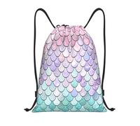 abcklkd Mermaid Pastel Pink Purple Aqua Tea Print Portable Waterproof Gym Sack Foldable Drawstring Backpack Sports Travel for Men Women