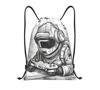 abcklkd Monochrome Sketch Style Gaming Print Portable Waterproof Gym Sack Foldable Drawstring Backpack Sports Travel for Men Women
