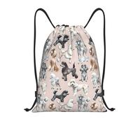 abcklkd Oodles of Poodles Print Portable Waterproof Gym Sack Foldable Drawstring Backpack Sports Travel for Men Women