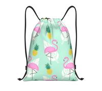 abcklkd pink flamingo pineapples Print Portable Waterproof Gym Sack Foldable Drawstring Backpack Sports Travel for Men Women
