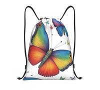 abcklkd Rainbow Butterfly Print Portable Waterproof Gym Sack Foldable Drawstring Backpack Sports Travel for Men Women