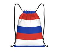 abcklkd Russian flag Print Portable Waterproof Gym Sack Foldable Drawstring Backpack Sports Travel for Men Women