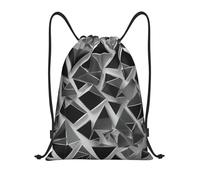 abcklkd Silver Geometric Figure Print Portable Waterproof Gym Sack Foldable Drawstring Backpack Sports Travel for Men Women