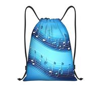 abcklkd Sky blue musical notes Print Portable Waterproof Gym Sack Foldable Drawstring Backpack Sports Travel for Men Women