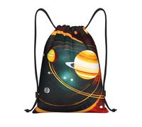 abcklkd Solar System Jupiter Saturn Print Portable Waterproof Gym Sack Foldable Drawstring Backpack Sports Travel for Men Women