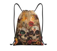 abcklkd sugar skulls butterfly Print Portable Waterproof Gym Sack Foldable Drawstring Backpack Sports Travel for Men Women