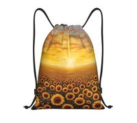 abcklkd Sunflower Field Sunset Sea of Flowers Print Portable Waterproof Gym Sack Foldable Drawstring Backpack Sports Travel for Men Women