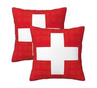 abcklkd Swiss Flag Print Versatile Personalized Pillow Cover,Usable all year round Cushion Cover,Set of 2