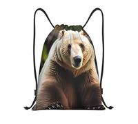 abcklkd White bear brown bear Print Portable Waterproof Gym Sack Foldable Drawstring Backpack Sports Travel for Men Women