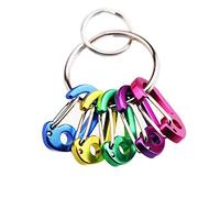 ABCOOL Pack of 5 Micro Keychain Clips, Mini Aluminum Durable Quick Release Automatic Locking D Shape Spring Loaded Wire Clip