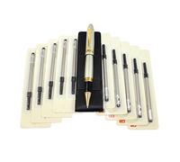Abcsea 1PCS Heavy Big Rollerball Pen 159 and 10PCS Black Ink Rollerball Pen Refill, Spiral Ballpoint Pen Refills with Cover, Medium Point - Silver Pen and Black Spiral Refills (0.5MM)