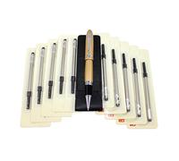 Abcsea 1PCS Heavy Big Rollerball Pen 159 and 10PCS Black Ink Rollerball Pen Refill, Spiral Ballpoint Pen Refills with Cover, Medium Point - Gold Pen and Black Spiral Refills (0.5MM)