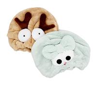Abcsea 2 Pieces Kids Hair Drying Towel Wrap, Quick Drying Hair Turban, Elk & Green Elf