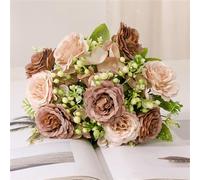 ABCWARRT 3pcs Artificial Flowers Silk Peonies Hydrangea Bouquet Wedding Home Decoration Simulation Flower Lafite Peony (brown)