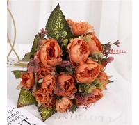 ABCWARRT 3pcs Wedding Artificial Flowers Silk Peony Bundle Home Hotel Balcony Decoration Simulation Flower Yellow Peonies (orange)