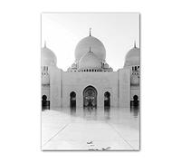 ABCWARRT Modern Black and White Canvas Painting Great Mosque of Mecca Kaaba Scripture Islamic Poster Living Room Decor Picture No Frame (50 * 70,1)