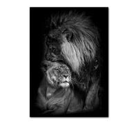 ABCWARRT Nordic Black and White Little Lion Family Leopard Deer Art Canvas Painting Animal Cub Poster Home Living Room Wall Picture Decor (30 * 40cm No Frame,4)