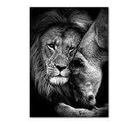 ABCWARRT Nordic Black and White Little Lion Family Leopard Deer Art Canvas Painting Animal Cub Poster Home Living Room Wall Picture Decor (30 * 40cm No Frame,5)