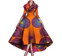ABCWAX African Dresses for Women A-line Floor-Length Dress Traditional Ankara Kente Print Evening Dress, 2, XXL