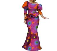ABCWAX African Dresses for Women Traditional Ankara Kente Beautiful Print Skirt for Party Wedding, 3, L
