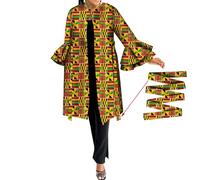 ABCWAX African Women's Jacket Ankara detachable belt Printed Cardigan Long Jacket Top Batik Dashiki Clothing, 24fs1380, XX-Large