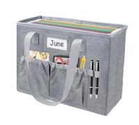 abcxgood Desktop File Organizer Box,Collapsible Hanging Filing Box,Home Office Document Storage Organizer with Front Pocket and Handles, Letter Size Folder.