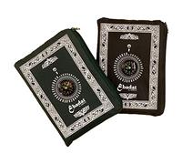 ABDEEZ [Pack of 2] Portable Travel Prayer Mats | Compass, Weights (Keeps mat in Place), and Pouch, Pocket Size (Black and Green)