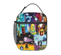 ABDIQJBS Geometry Gaming Dash Insulated Lunch Box Reusable Lunch Tote Bag Lunch Organizer Meal Holder with Detachable Buckle Handle Sturdy Handbag Lunch Bag