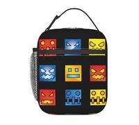 ABDIQJBS Multicolor Geometry Gaming Lunch Bag Large Capacity Leakproof Work Lunch Tote Bag Zipper External Net Pocket Office Travel Work