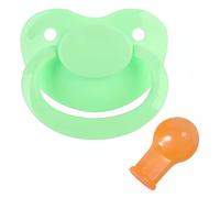 ABDL Adult Sized Pacifier - Light Green Dummy for Adults DDLG - PaddedPawz Large Size Pacifier (Orange Nipple)