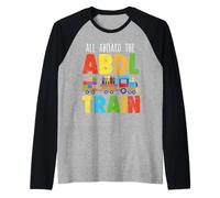 ABDL Train Print All on Board the ABDL Train AB / DL Ageplay Raglan Baseball Tee