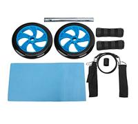 Abdominal Exerciser, Fitness Roller, Ergonomic Foam Handles, Portable Core Strength Builder with Mat and Pull Strap for Home Muscle Training Anti - Slip PU Wheel (Blue)