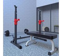 Abdominal Muscle Equipment Dumbbell Bench Adjustable Barbell Rack,Heavy Duty Sturdy Steel Squat Dip Station,Health & Fitness Weight Bench Press Stand for Home Gym Strength ExerciseMax Load