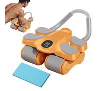 Abdominal Muscle Roller with Knee Protection and Timer Training Equipment, Four Wheel Abdominal Trainer with Elbow Support for Training for Core Muscle Strengthening Men Women Home Gym Office