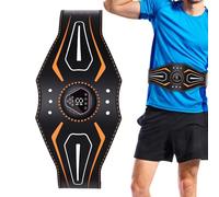Abdominal Muscle Training Belt With LCD Display - 6 Modes 18 Intensity Levels | USB Rechargeable Ab Toning Belt No Gel Required | Smart Guide Plates For Core Strengthening Men Women