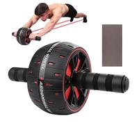 Abdominal Roller: Home Exercise Wheel with Padded Knee Pad, Soft Bearing Exercise Device, Central Trainer, Adjustable Grip Stand