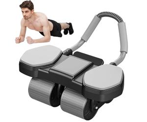Abdominal Roller Wheel - Quiet Exercise Bike for the Centre of the Body - Automatic Return with 4 Wheels & Mobile Phone Holder for Women Beginners Home