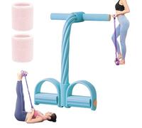 Abdominal Trainer, Fashion Puller Exercise, 8-Tube Pedal Resistance Device, Pedal Resistance Band with Handle, Resistance Bands Stretching, Elastic Pull Rope Fitness Equipment for Sit up Leg (Blue)
