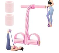 Abdominal Trainer, Fashion Puller Exercise, 8-Tube Pedal Resistance Device, Pedal Resistance Band with Handle, Resistance Bands Stretching, Elastic Pull Rope Fitness Equipment for Sit up Leg (Pink)