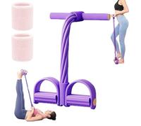 Abdominal Trainer, Fashion Puller Exercise, 8-Tube Pedal Resistance Device, Pedal Resistance Band with Handle, Resistance Bands Stretching, Elastic Pull Rope Fitness Equipment for Sit up Leg (Purple)