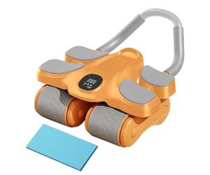 Abdominal Trainer Roller - 4-Wheel Design with Elbow & Knee Protection | Sturdy Ab Rollers for Six Pack Training | Fitness Equipment at Home, Ideal for Beginners & Advanced, Men Women, Black