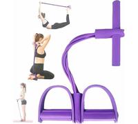 Abdominal Trainer, Sit-Up Training Equipment, Bodybuilding Expander, Full Body Trainer for Home, 6 Tubes, Elastic Pull Rope, Multifunctional Leg Fitness, Weight Loss, Training, Yoga (PURPLE)