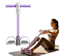 Abdominal Trainer Smart Counting, Sit-Up Training Equipment, Pedal Resistance Bands with Handles, Pedal Puller Resistance Rope, Elastic Pull Rope, Leg Exerciser for Fitness Yoga (Purple, 6Tube)