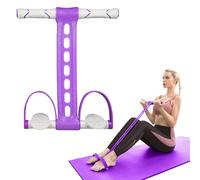Abdominal Trainer with ABS Foot Pedals, Sit-Up Training Device, Bodybuilding, Full Body Stretcher, Exercise Bike, Multifunctional Pull Rope for Fitness, Slimming, Workout, Yoga (Purple)